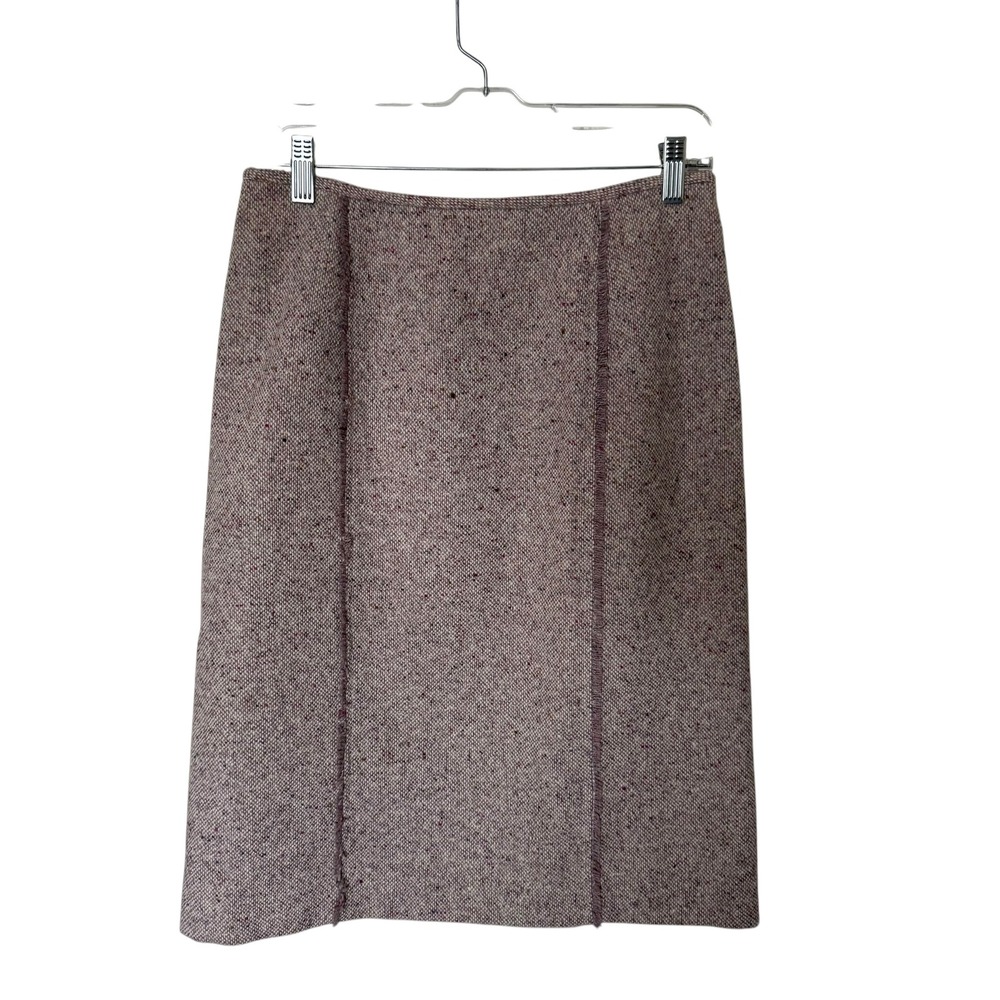 Kasper Tweed Pencil Skirt Women 6 Pink Tan Excellent Raw Seam Wool Blend